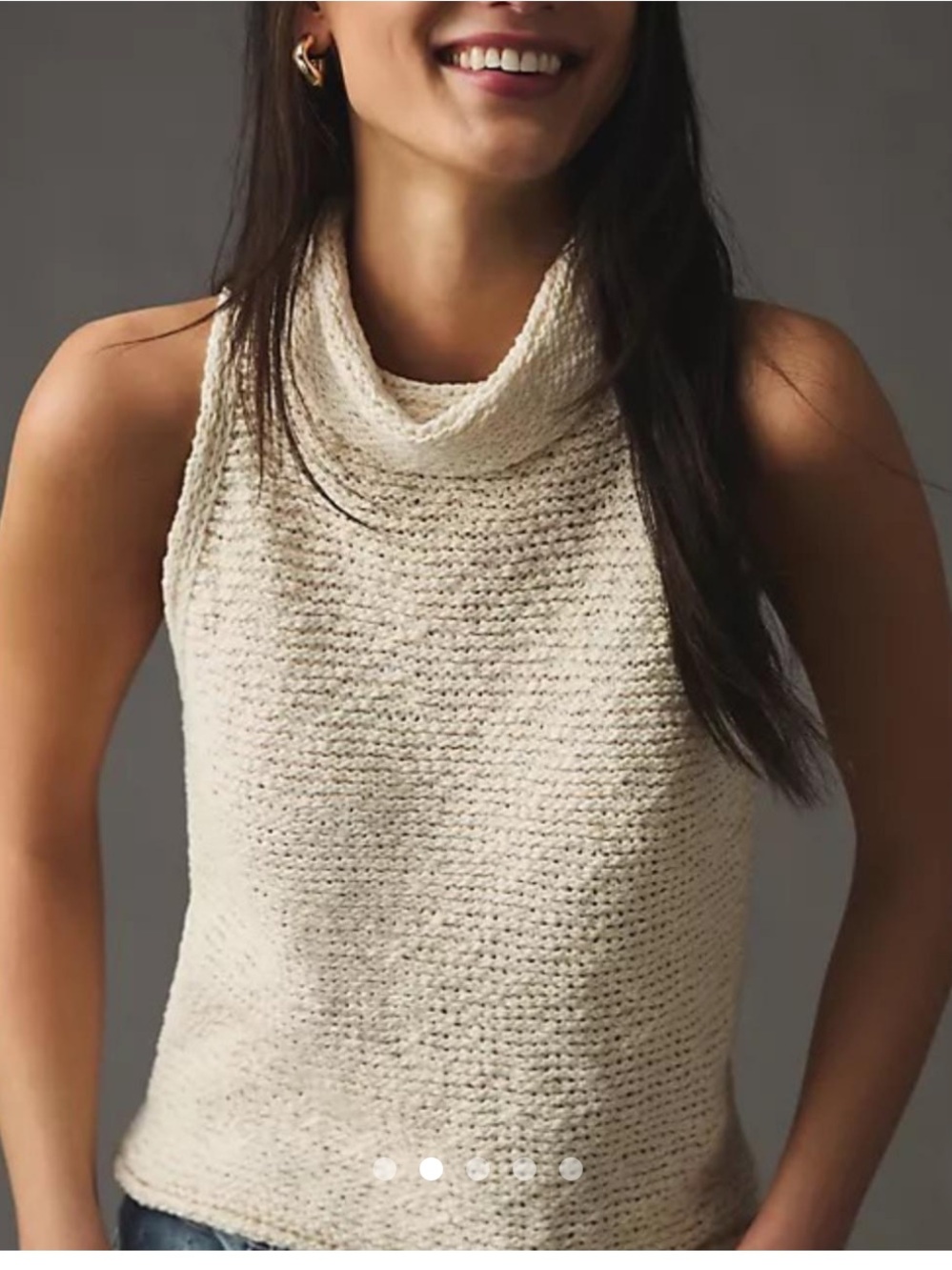 Anthropologie Pilcro Cream Textured Knit Vest, Large, NWT